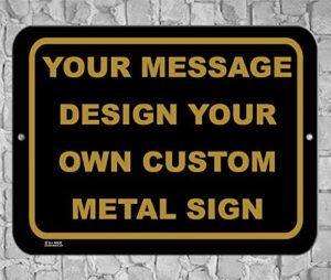 ba image personalized custom black 015 aluminum metal sign with your message! (9x12 black w/antique, horizontal)