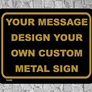 BA IMAGE Personalized Custom Black 015 Aluminum Metal Sign with Your Message! (9x12 Black w/Antique, Horizontal)