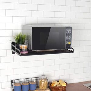 maxxcloud electric oven holders, microwave oven rack kitchen shelf, black storage racks wall shelf, kitchen organizer aeronautical aluminum, weight bearing 80 lb (23.6'' x 15.5'', black)