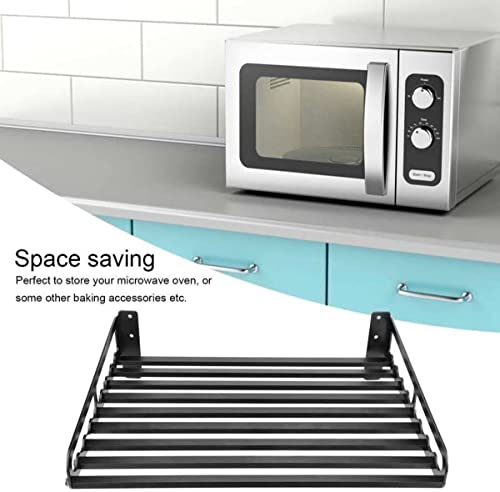 MaxxCloud Electric Oven Holders, Microwave Oven Rack Kitchen Shelf, Black Storage Racks Wall Shelf, Kitchen Organizer Aeronautical Aluminum, Weight Bearing 80 lb (23.6'' x 15.5'', Black)