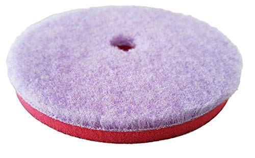 Sonax Hybrid Wool Pad 143mm / 5.5in (493800), Dual Action (DA) Cutting Pad, Fits 5 in Backing Plate, Synthetic Wool Fibers Placed on a Cutting Red Foam Pad