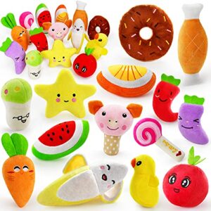 legend sandy 14 pack dog squeaky toys cute stuffed plush fruits snacks and vegetables dog toys for puppy small medium dog pets