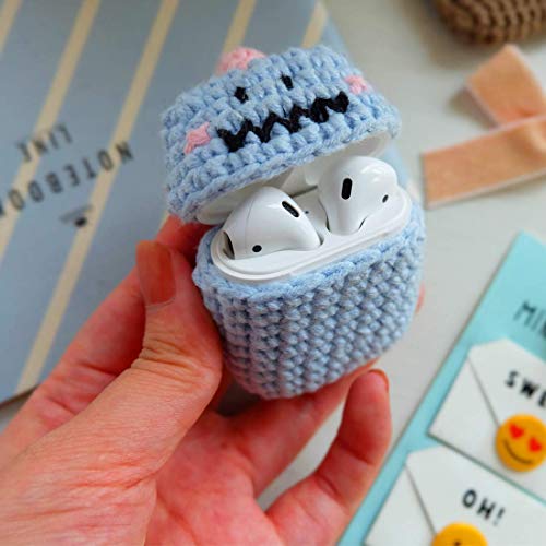 MIRKOO Cute AirPods Case Cover, Premium Handmade Knitted Protective Case Cover for AirPods/AirPods 2 Charging Case (Little Dinosaur)