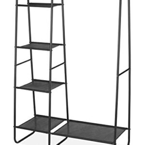 Whitmor Freestanding Wardrobe w/Fine Mesh Fabric Shelves for Portable Clothing Storage, Black