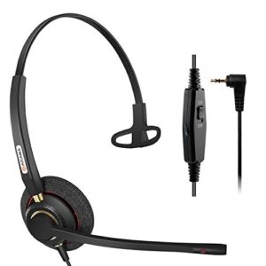 phone headset with microphone noise cancelling, 2.5mm telephone headset for cordless phones panasonic at&t vtech uniden cisco spa grandstream polycom clarity xlc3.4 office ip