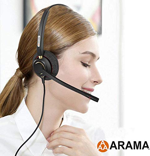 Phone Headset with Microphone Noise Cancelling, 2.5mm Telephone Headset for Cordless Phones Panasonic AT&T Vtech Uniden Cisco SPA Grandstream Polycom Clarity XLC3.4 Office IP