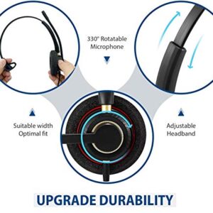 Phone Headset with Microphone Noise Cancelling, 2.5mm Telephone Headset for Cordless Phones Panasonic AT&T Vtech Uniden Cisco SPA Grandstream Polycom Clarity XLC3.4 Office IP