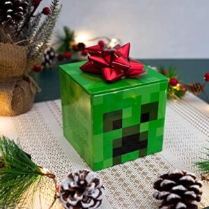 MINECRAFT Creeper 4-Inch Tin Storage Box Cube Organizer with Lid | Basket Container, Cubby Cube Closet Organizer, Home Decor Playroom Accessories | Video Game Toys, Gifts and Collectibles