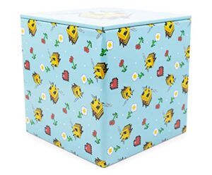 minecraft bee pattern 4-inch tin storage box cube organizer with lid | basket container, cubby cube closet organizer, home decor playroom accessories | video game toys, gifts and collectibles