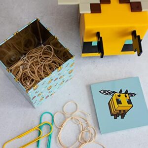 MINECRAFT Bee Pattern 4-Inch Tin Storage Box Cube Organizer with Lid | Basket Container, Cubby Cube Closet Organizer, Home Decor Playroom Accessories | Video Game Toys, Gifts and Collectibles
