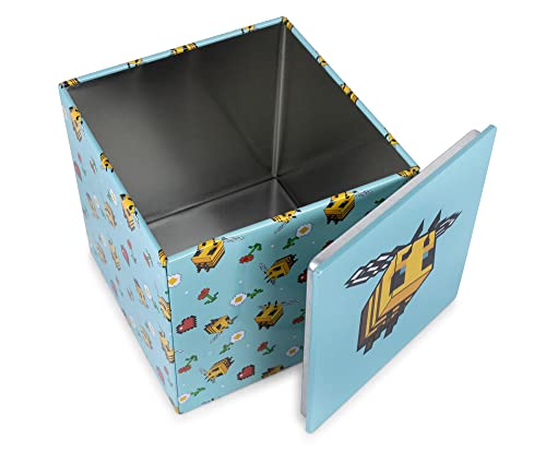 MINECRAFT Bee Pattern 4-Inch Tin Storage Box Cube Organizer with Lid | Basket Container, Cubby Cube Closet Organizer, Home Decor Playroom Accessories | Video Game Toys, Gifts and Collectibles