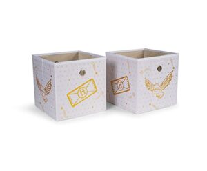 harry potter hedwig 11-inch storage bin cube organizers, set of 2 | fabric basket container, cubby cube closet organizer | wizarding world gifts and collectibles