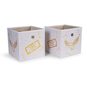 Harry Potter Hedwig 11-Inch Storage Bin Cube Organizers, Set of 2 | Fabric Basket Container, Cubby Cube Closet Organizer | Wizarding World Gifts And Collectibles