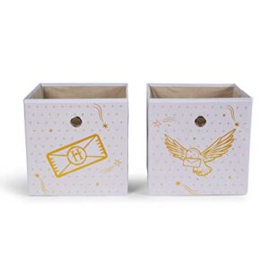 Harry Potter Hedwig 11-Inch Storage Bin Cube Organizers, Set of 2 | Fabric Basket Container, Cubby Cube Closet Organizer | Wizarding World Gifts And Collectibles