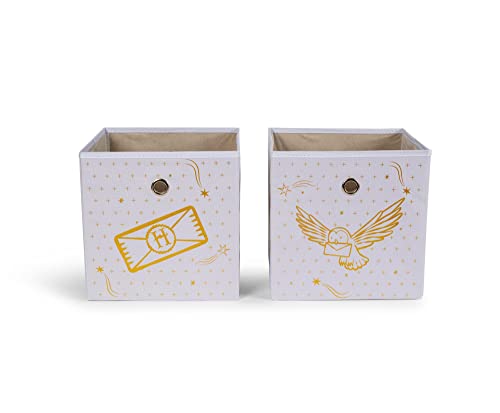 Harry Potter Hedwig 11-Inch Storage Bin Cube Organizers, Set of 2 | Fabric Basket Container, Cubby Cube Closet Organizer | Wizarding World Gifts And Collectibles