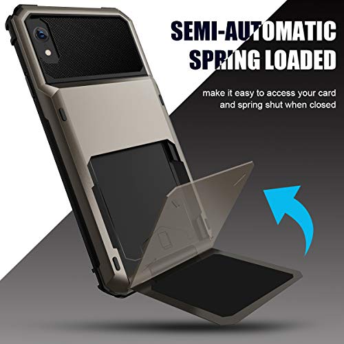 ELOVEN Case for iPhone XR Case Wallet with Card Holder Card Slot Hidden Credit Card ID Cover Shock Absorption Heavy Duty Drop Protection Rugged Bumper Protective Cover for Apple iPhone XR, Gun Metal