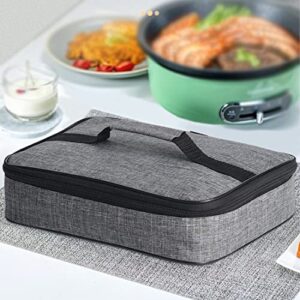 Inroserm Reusable Flat Lunch Bag with Aluminium Foil and Handle, Insulated Lunch Bag for Women, Men (Grey)