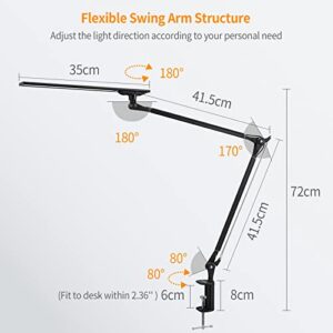 PHIVE LED Desk Lamp, Architect Clamp on Desk Light, Eye-Caring Metal Swing Arm Drafting Table Lamp, Dimmable, 4 Color Modes - Great for Workbench, Office, Task, Reading, Drawing (Upgraded Version)