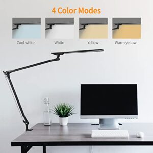 PHIVE LED Desk Lamp, Architect Clamp on Desk Light, Eye-Caring Metal Swing Arm Drafting Table Lamp, Dimmable, 4 Color Modes - Great for Workbench, Office, Task, Reading, Drawing (Upgraded Version)