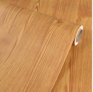 yellow wood grain contact paper self adhesive shelf liner for kitchen cabinets drawer shelves table door 16" x 78.7"