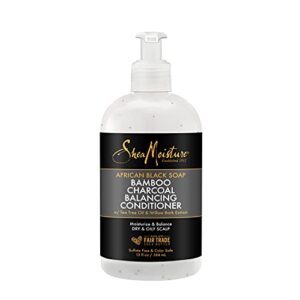 sheamoisture african black soap bamboo charcoal balancing conditioner, 13 fluid ounce