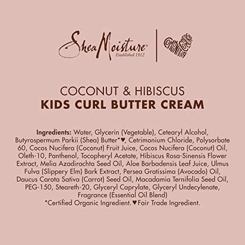 SheaMoisture Curling Styling Cream For Curl Definition Coconut & Hibiscus Curl and Detangle Kids Hair 6 oz