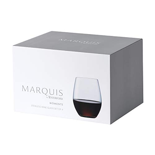 Marquis By Waterford Moments Stemless Wine Glass Set of 4, 4 Count (Pack of 1), Clear