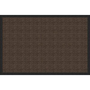 amazon basics molded carpet & rubber commercial scraper entrance mat parquet pattern, brown, 2 x 3