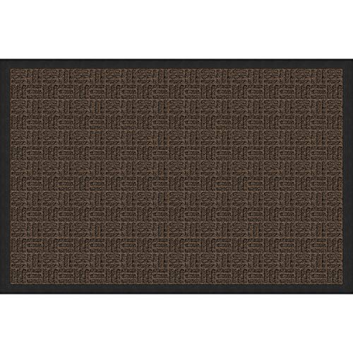 Amazon Basics Molded Carpet & Rubber Commercial Scraper Entrance Mat Parquet Pattern, Brown, 2 x 3