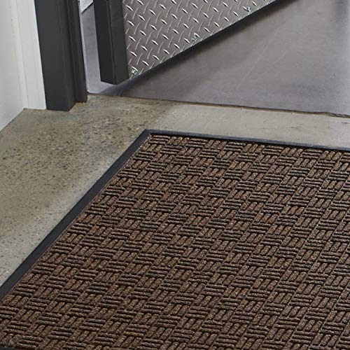 Amazon Basics Molded Carpet & Rubber Commercial Scraper Entrance Mat Parquet Pattern, Brown, 2 x 3