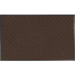 Amazon Basics Molded Carpet & Rubber Commercial Scraper Entrance Mat Parquet Pattern, Brown, 2 x 3