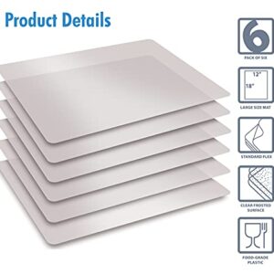 Extra Thick Flexible Frosted Clear Plastic Cutting Mats, 12" x 18", Set of 6, by Better Kitchen Products