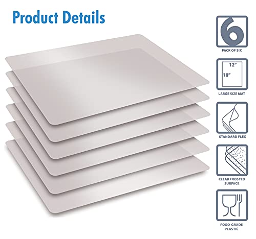 Extra Thick Flexible Frosted Clear Plastic Cutting Mats, 12" x 18", Set of 6, by Better Kitchen Products