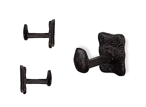 Rustic State Motris Wall Mount Cast Iron Hooks Coat Towel Bag Hat Hanger Multiuse Entryway Railroad Spike Rack Black Set of 2