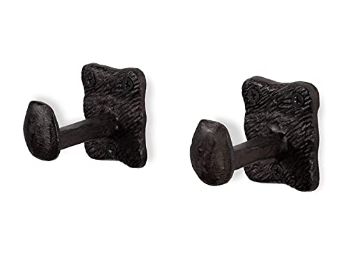 Rustic State Motris Wall Mount Cast Iron Hooks Coat Towel Bag Hat Hanger Multiuse Entryway Railroad Spike Rack Black Set of 2