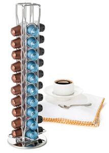mixpresso capsule spinning carousel holder i 360 degree rotatable coffee capsules holder rack i solid base | holds 40 coffee pods easy access, espresso pod holder for home & office