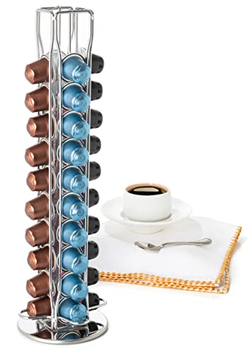 Mixpresso Capsule Spinning Carousel Holder I 360 Degree Rotatable Coffee Capsules Holder Rack I Solid Base | Holds 40 Coffee Pods Easy Access, Espresso Pod Holder For Home & Office