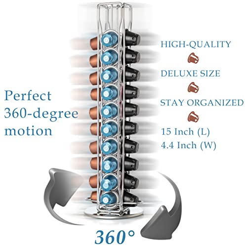 Mixpresso Capsule Spinning Carousel Holder I 360 Degree Rotatable Coffee Capsules Holder Rack I Solid Base | Holds 40 Coffee Pods Easy Access, Espresso Pod Holder For Home & Office