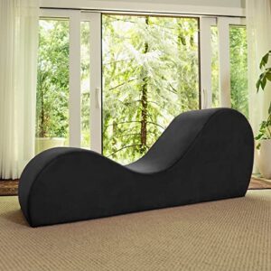 avana sleek chaise lounge for yoga-made in the usa-for stretching, relaxation, exercise & more, 60d x 18w x 26h inch, black
