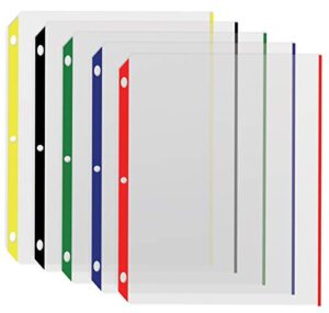 color edge sheet protectors, 100/box, by better office products, color coded edges, 8.5 x 11 inches, 5 assorted colors, 100 pack