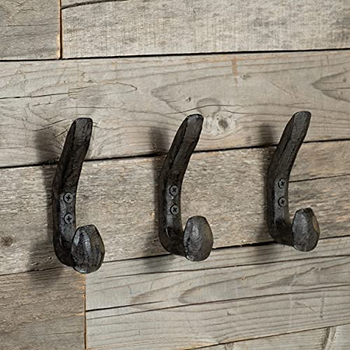 Rustic State Halle Wall Mount Cast Iron Hooks Coat Towel Bag Hat Hanger Multiuse Entryway Railroad Spike Rack Black Set of 3