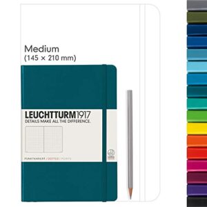 Leuchtturm1917 Hardcover A5 Medium, Dotted Notebook, Pacific Green