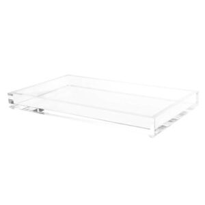 acrylic catchall tray- decorative clear rectangular modern minimalist valet organizer for bedside, bathroom or office storage by lavish home