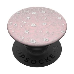 pink white flower cell phone button holder pop out back knob popsockets popgrip: swappable grip for phones & tablets popsockets standard popgrip