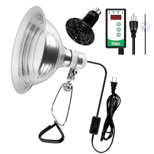 simple deluxe ptclamcr100mctrl 100w reptile heat bulb & 150w clamp light with 8.5" reflector & digital thermostat controller combo set, black, heat lamp+clamp light+thermostat