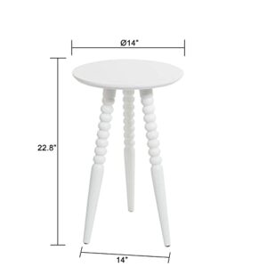 Silverwood Side Table, 14 x 14 x 23 in (D x W x H), Pure White