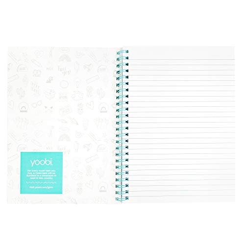 Yoobi College-Ruled Spiral Notebooks with Pencil Zipper Pouches | Fun Green Avacado Print | Cute Rainbow Glitter | 2-Pack | 60 Sheets, Multicolor