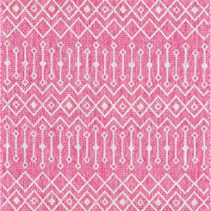 Unique Loom Outdoor Trellis Collection Area Rug - Tribal Trellis (4' 1" x 6' 1" Rectangle, Fuschia/ Gray)