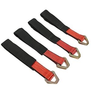 4 pack 2"x 36" tow axle strap race car truck wrecker hauler wheel tie down strap with d ring 10,000 lb combination breaking strength(red)