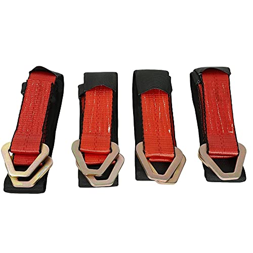 4 Pack 2"x 36" Tow Axle Strap Race Car Truck Wrecker Hauler Wheel Tie Down Strap with D Ring 10,000 Lb Combination Breaking Strength(Red)